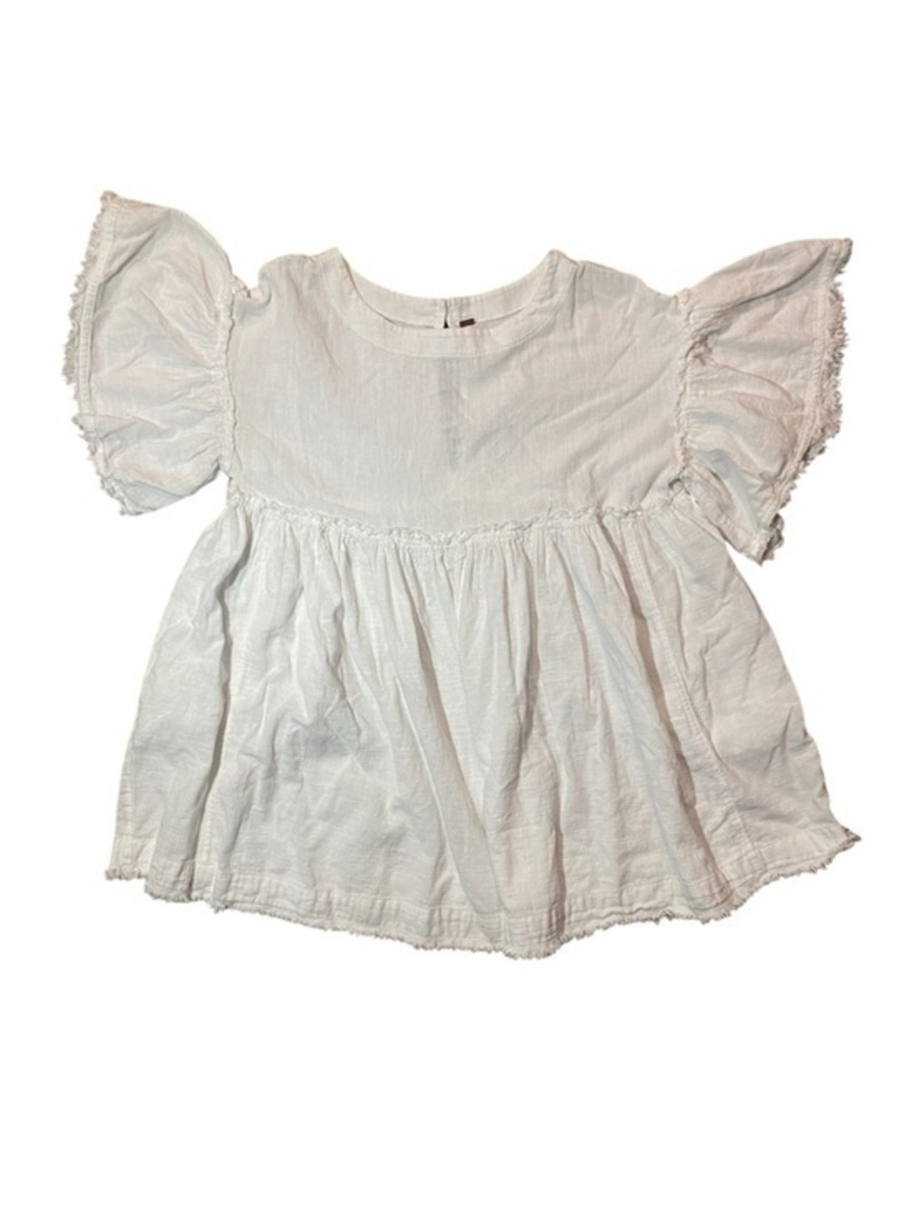 Free People White Cotton Flutter Sleeve Mini Dress